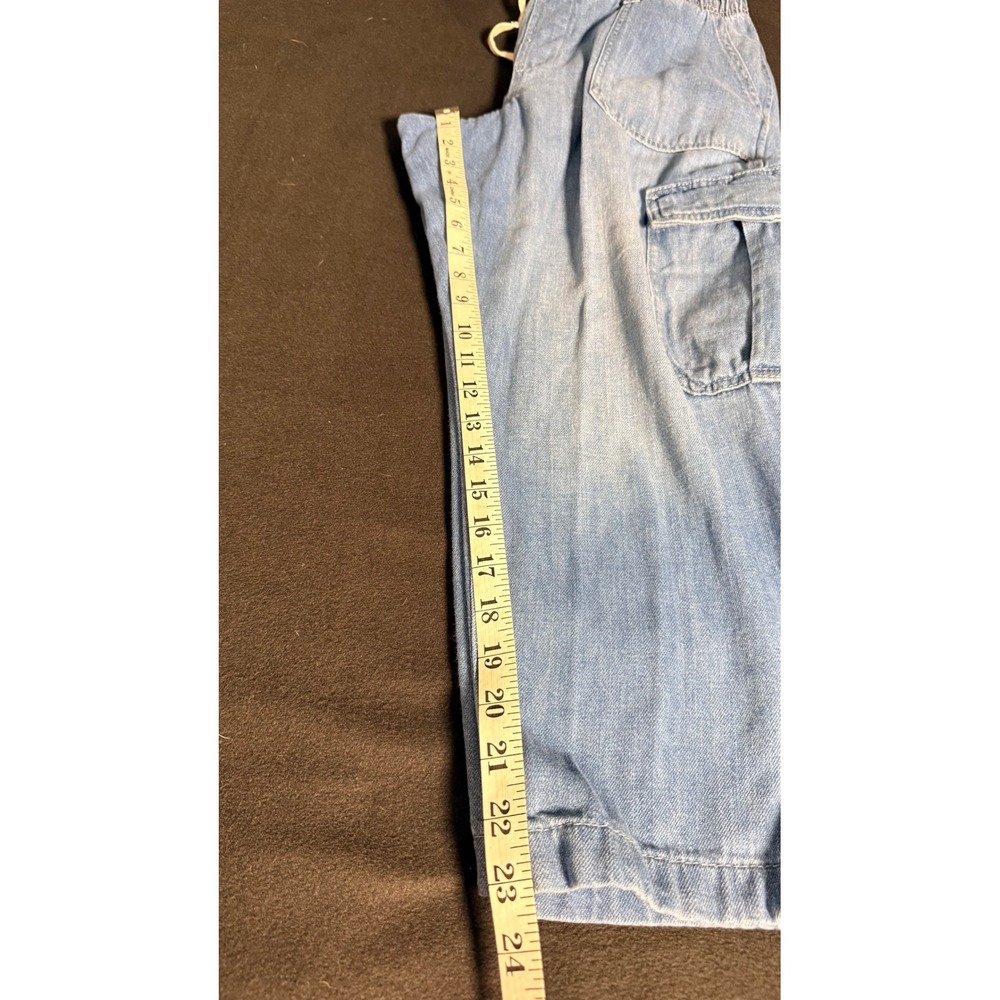 GAP Easy Jean Cargo Pants Large Petite Indigo Drawstring Utility Pockets - Picture 8 of 8